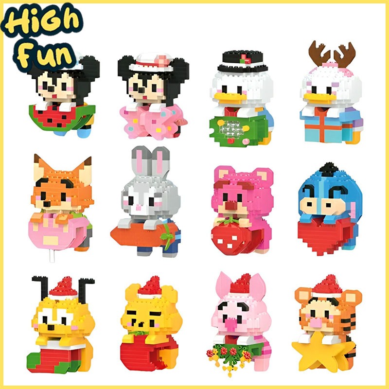 HighFun Block Winnie Nanoblok Kartun Mainan DIY Bisa Digantung di Laptop Monitor Edukatif dan Lucu
