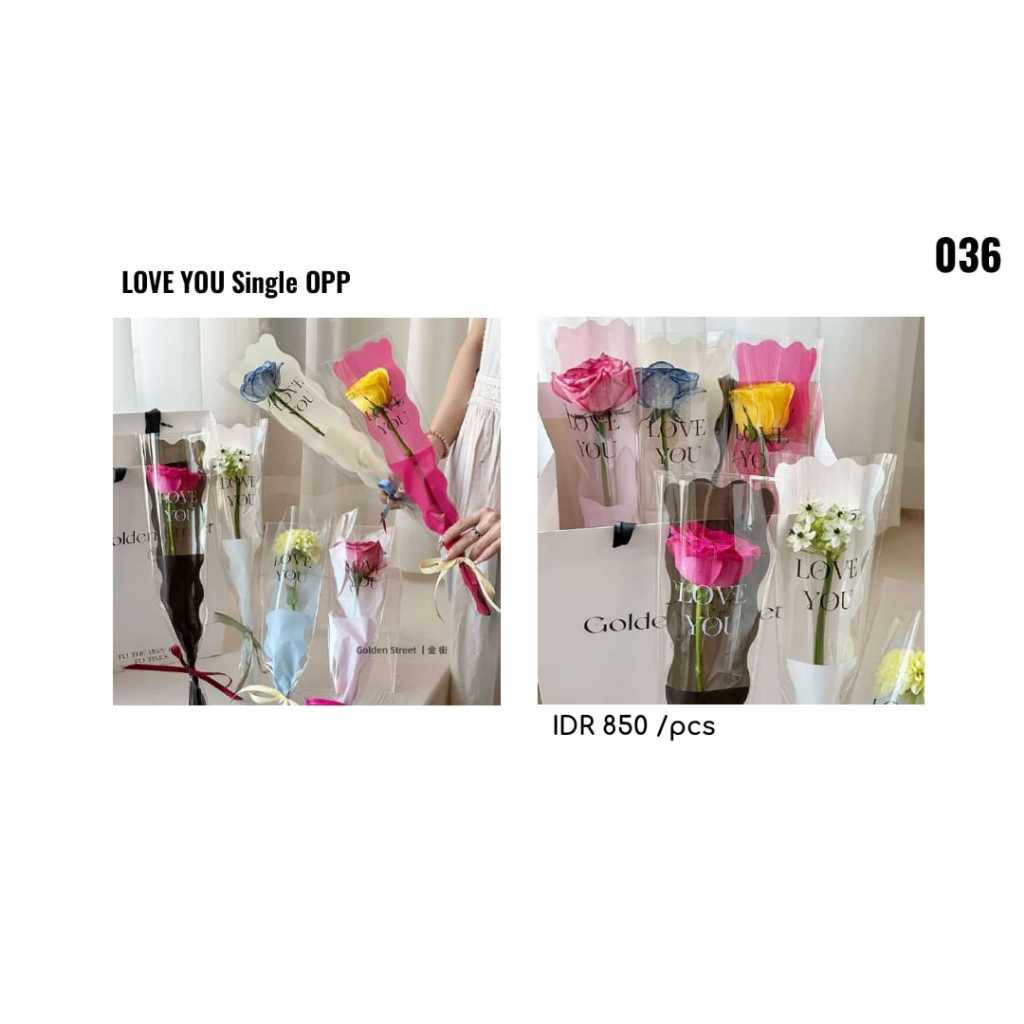 

MY Supplies - Flower Wrapping Plastic Love You Single OPP Plastik Buket Bunga Single Warna Warni