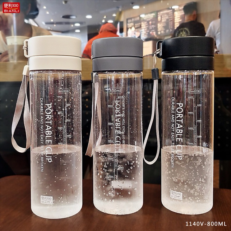 BOTOL MINUM PLASTIK PORTABLE CUP 800ML  DAN 600 ML / BOTOL MINUM TRANSPARAN MURAH Tersedia Grosiran