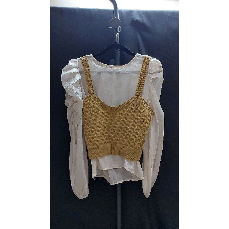 363 [PL] Atasan 2 Layer Tank Top Caramel