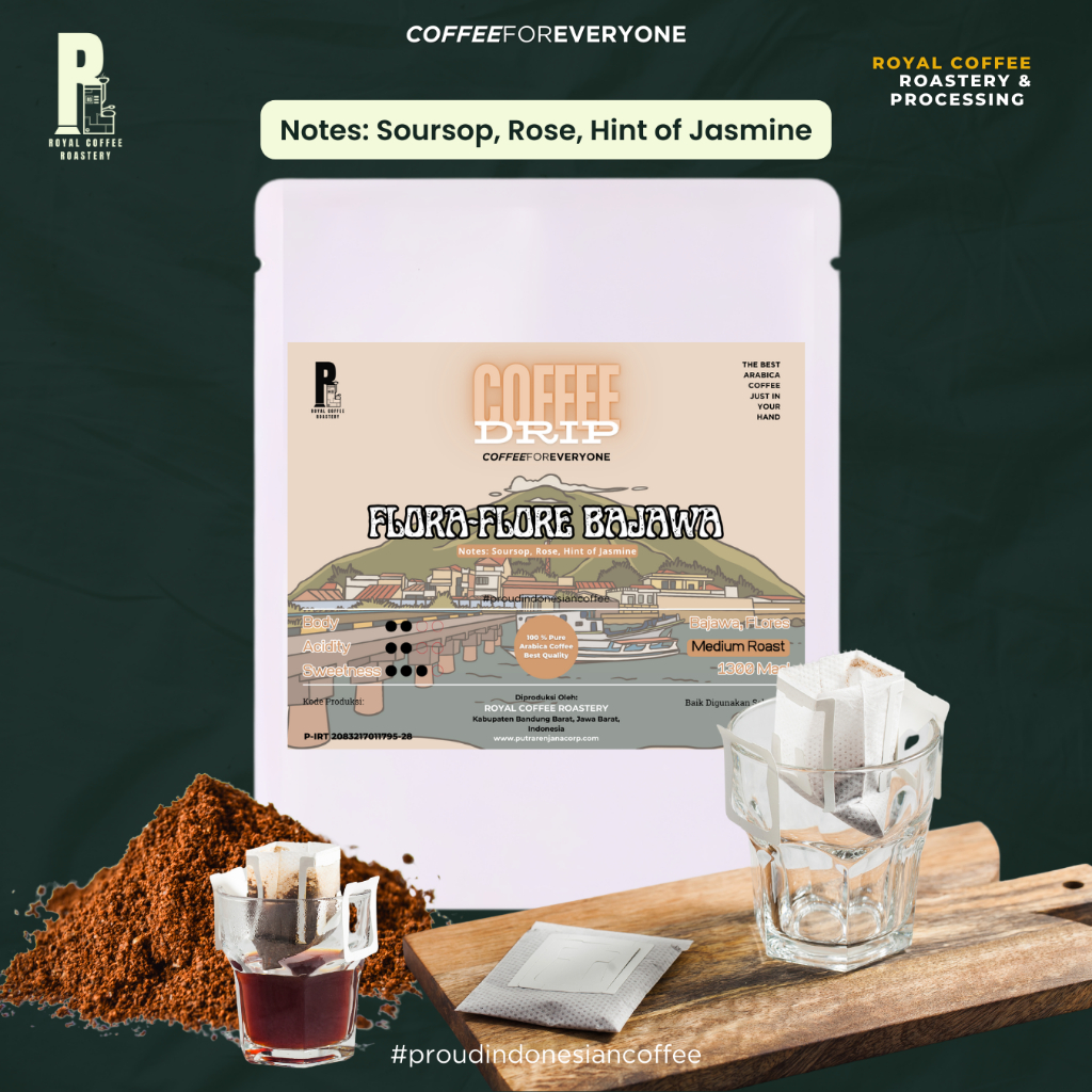 

Drip Bag Kopi Arabika Flora-Flore Bajawa Kopi Instan Kopi Bubuk Royal Coffee Roastery