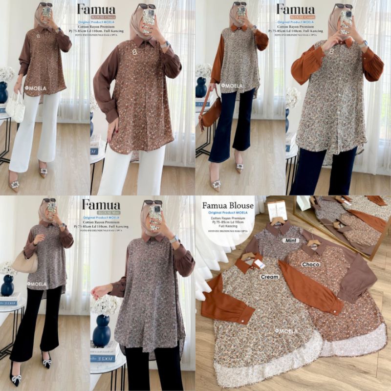 Famua Blouse Oversize Atasan Kombinasi Jumbo Allsize Busui Premium Catton Rayon Original Ori Moela B