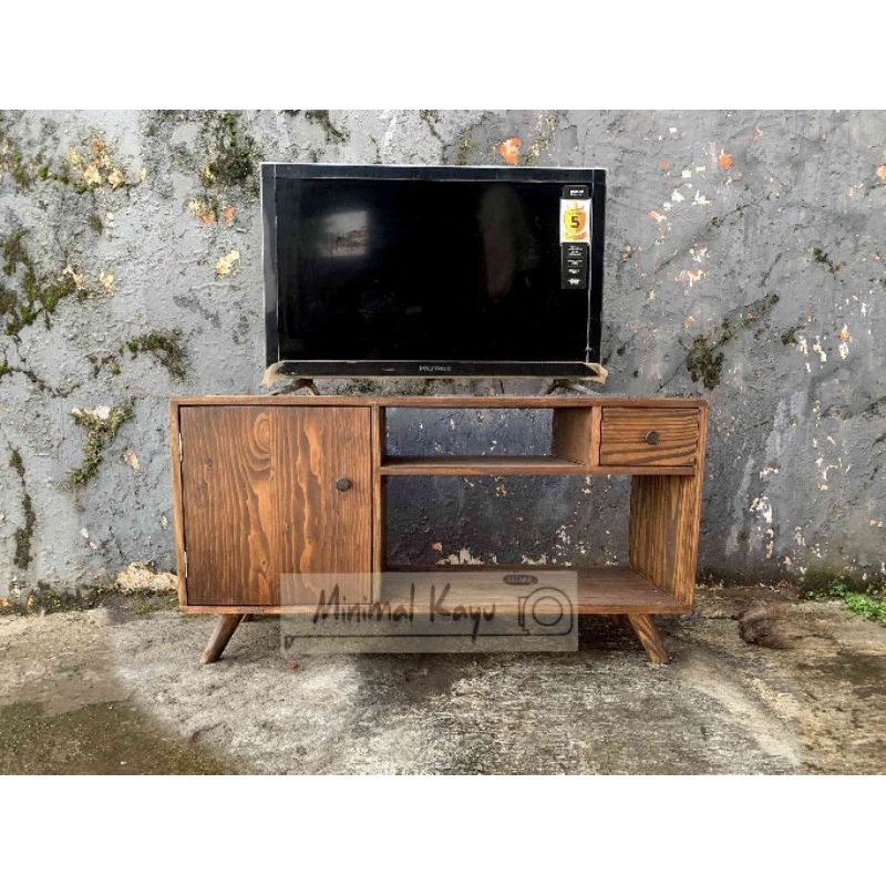 Meja Tv Minimalis Brown Rustic Rak TV ,FULL KAYU  pinus EX palet Jati Belanda uk 90x28x50cm