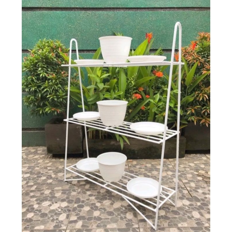 Rak bunga besi susun 3 / standing pot susun 3 / rak bunga / rak serbaguna