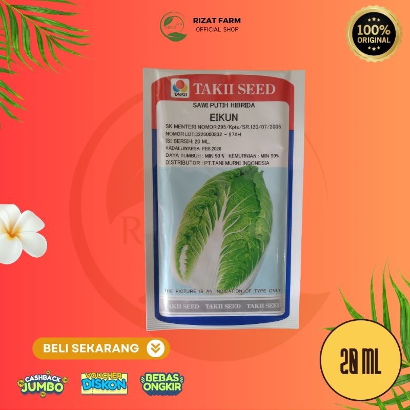 

Benih Sawi Putih Hibrida Eikuni Takii Seed - 20 ml, Daya Tumbuh 90%, Kemurnian 99%, Kadaluwarsa 2026