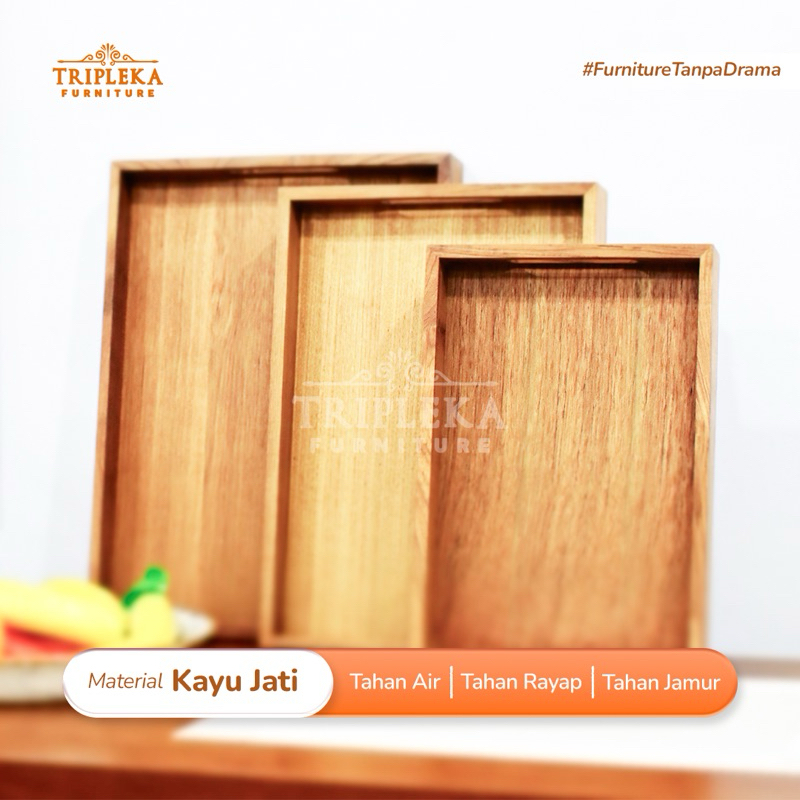 TRIPLEKA NAMPAN KAYU JATI JEPARA - NAMPAN SAJI UKURAN BESAR (1 pcs)