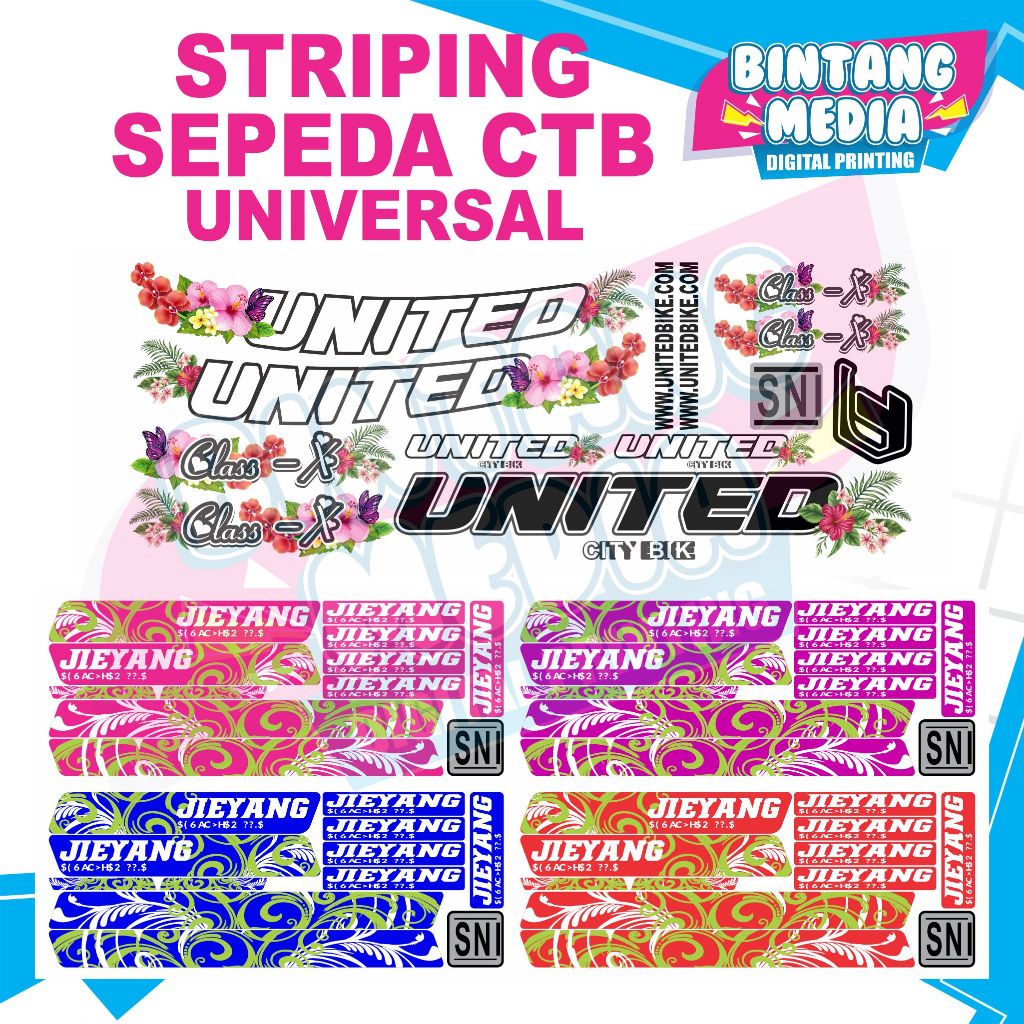 stiker sepeda Stiker Variasi Striping Sticker Tempel Logo Emblem Sepeda CTB United Jieyang Bintang M