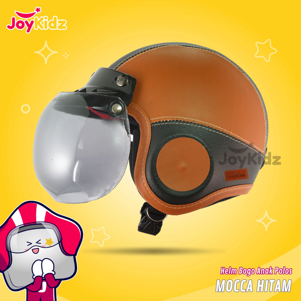 Helm Anak 2 -7 Tahun Lucu Unik Berkendara Aman Nyaman Motif Polos Mocca Hitam