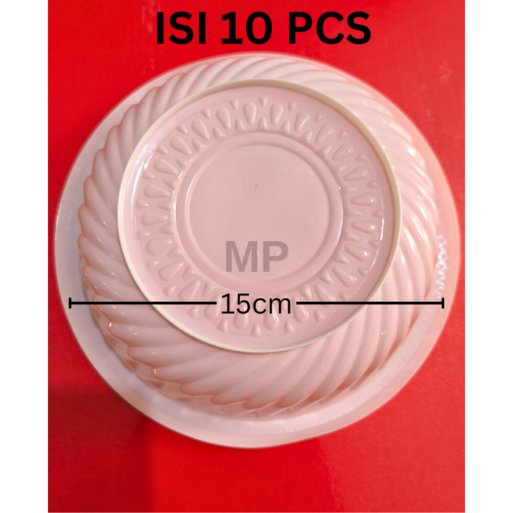 Mangkok RX7/ Mangkok BSM Besar Motif/ Mangkok Plastik Putih Mika UK 15cm ISI 10 PCS