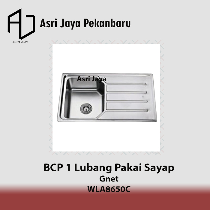 Bak Cuci Piring GNET 1 Lubang Pakai Sayap WLA8650C
