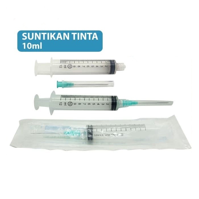 Suntikan Tinta Spuit Syringe 10 ml (10cc) / Suntikan + Jarum untuk refill Printer