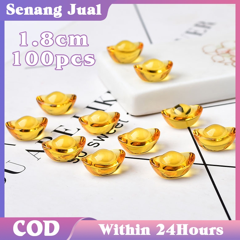 100pcs Yuan Bao Lucky Yen Bao Mini Crystal Yuan Bao Dekorasi Yuan Bao