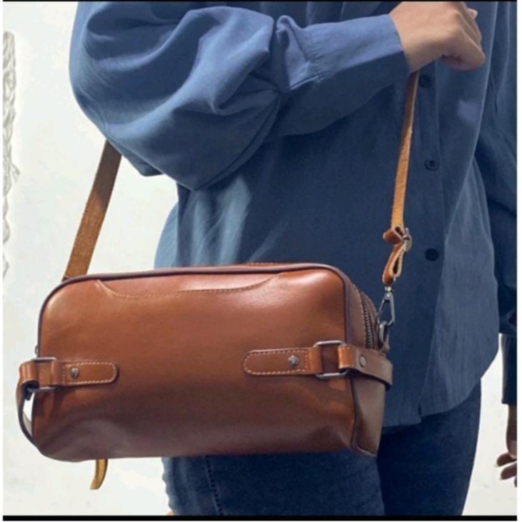 Tas Tangan semi Kulit tali selempang - Tas Handbag Tangan new Pria wanita Trendy kekinian terkeren 2