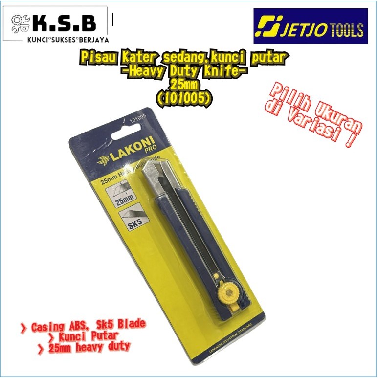 

(101005) Pisau Cutter 25mm / Heavy Duty Knife 25mm with LOCKING GRIP JETJO TOOLS/ LAKONI PRO
