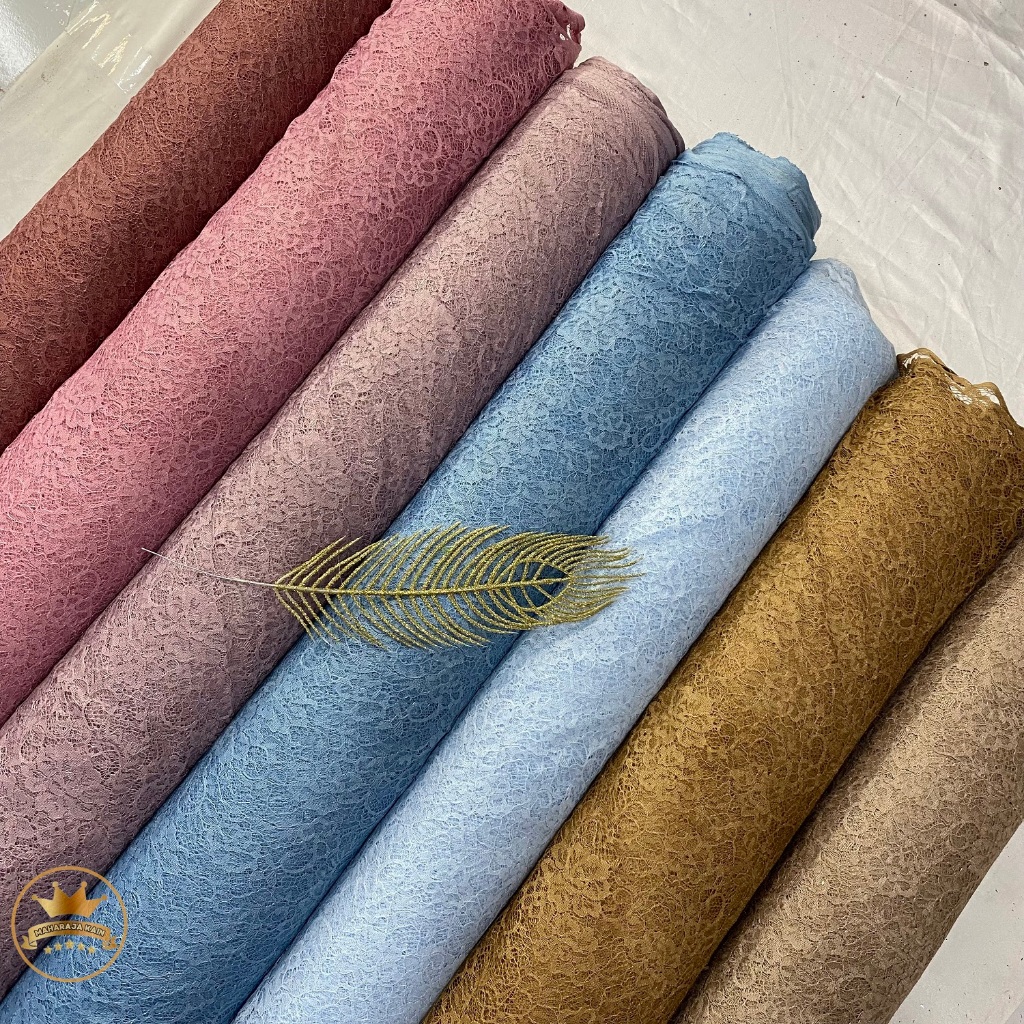 Kain Lace Cord Brokat Victoria Premium Polos Meteran Kebaya Busana Pengantin Gamis/Khimar