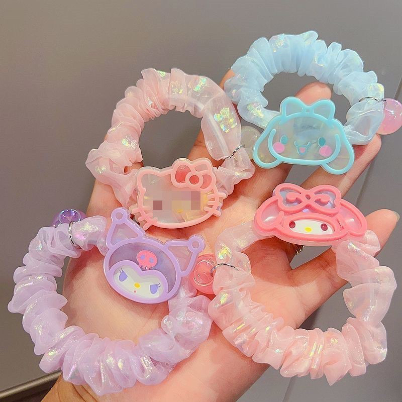Ikat rambut anak scrunchie karakter sanrio kuromi my melody hello kitty cinnamoroll scrunchies kucir