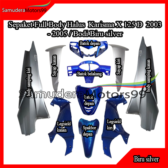 Sepaket Full Body Halus  Karisma X 125 D  2003 - 2005 / Bodi Biru silver