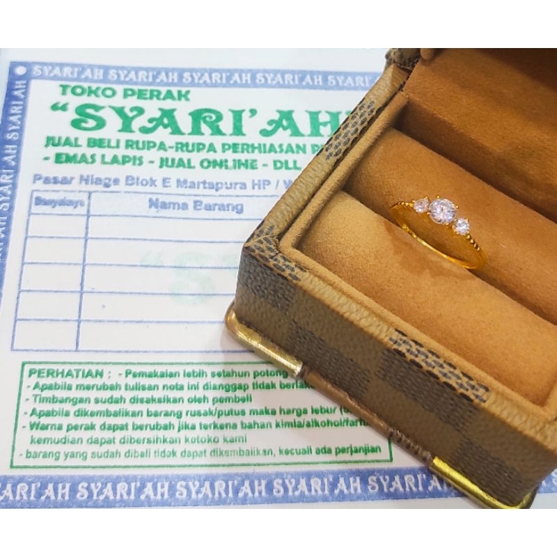 cincin model kw berlian lapis emas 999