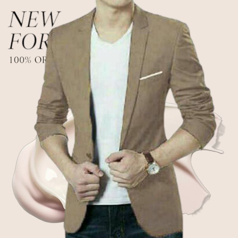 BLAZER FASHION PRIA BISA COD WARNA CREAM KHAKIS BAJU JAS COWOK BAGUS PAKAIAN LAKI LAKI PESTA KONDANG