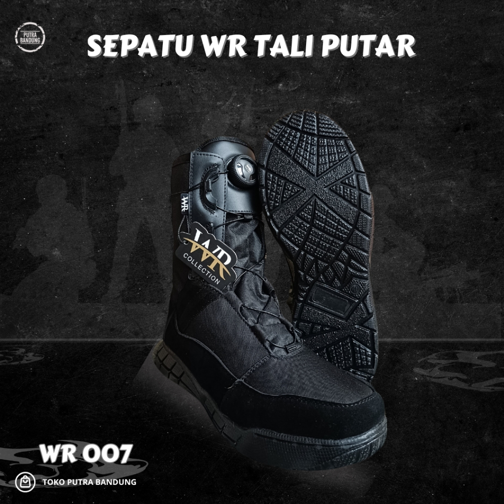 Sepatu WR Tactical WR 008 / Sepatu PDL model tali putar WR tactical boots / Sepatu Tali Putar Model 