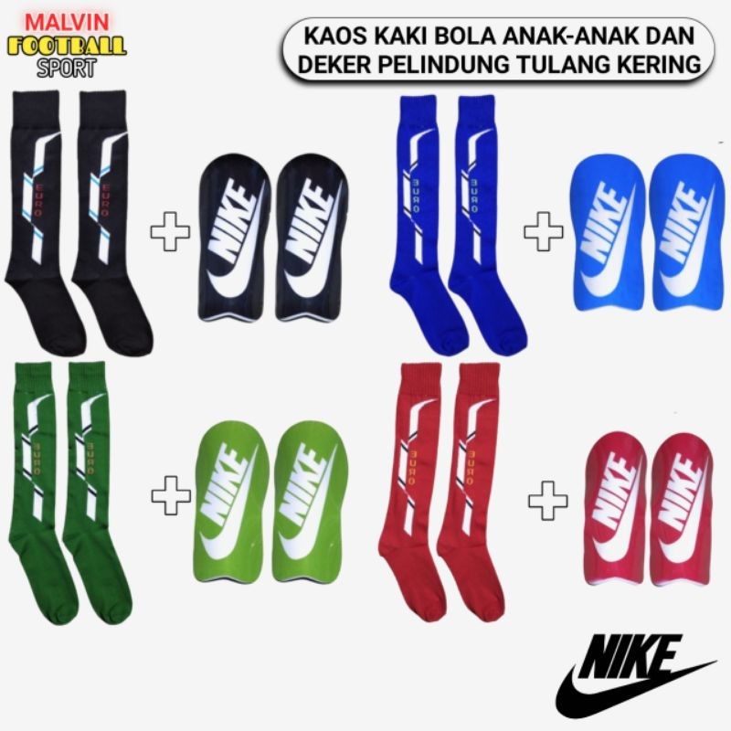 Kaos Kaki Bola Biru Bermotif Anak Dan Deker Pelindung Tulang Kering - NIKE KW