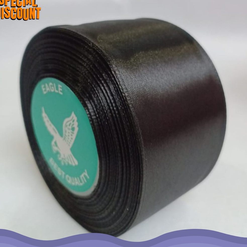 

LUAR BIASA Pita satin hitam 2 inch 5 cm Per roll