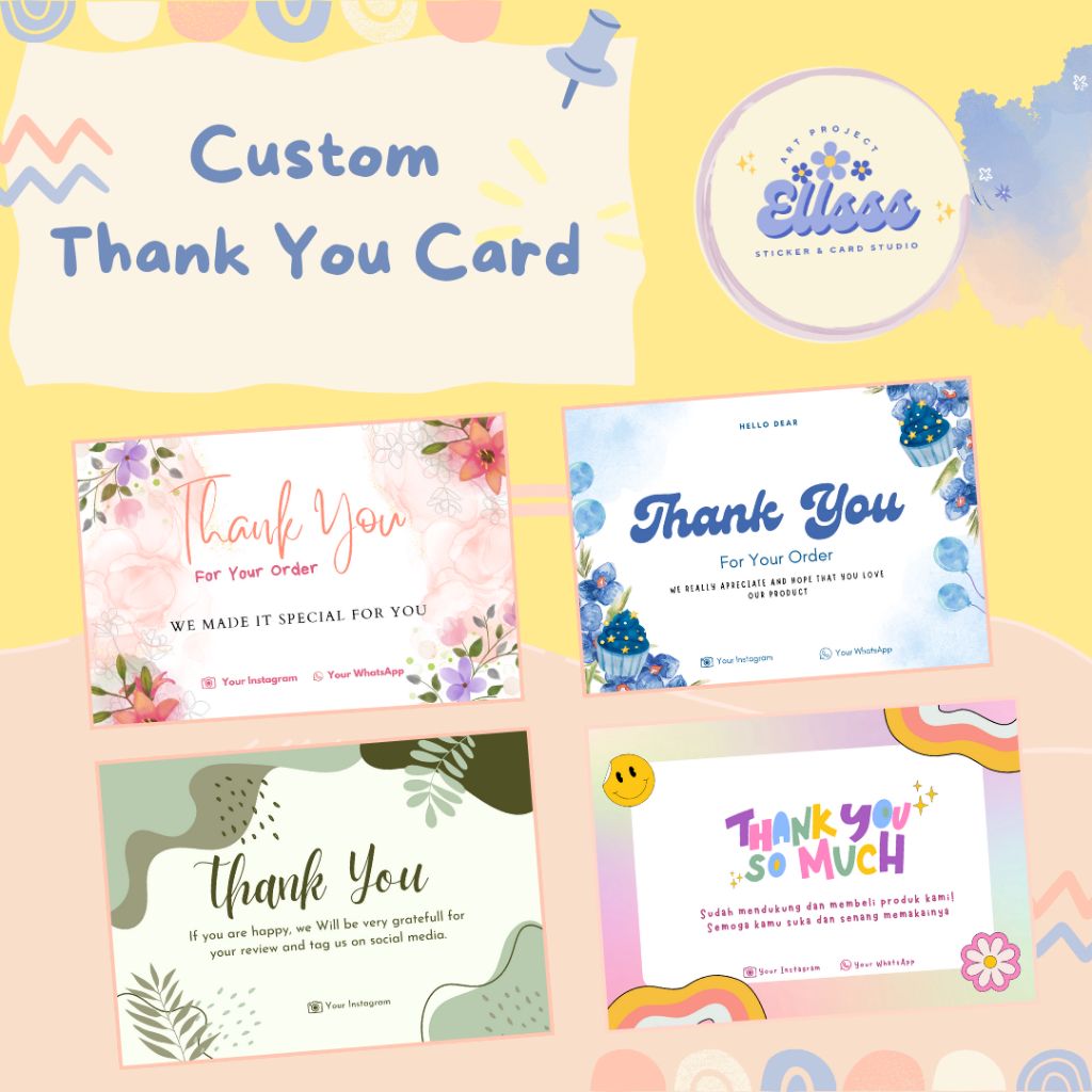 Thank You Card  Aesthetic, Flower, Abstrak, Custom Thank You Card, Thank You Card Olshop, Kartu Ucap