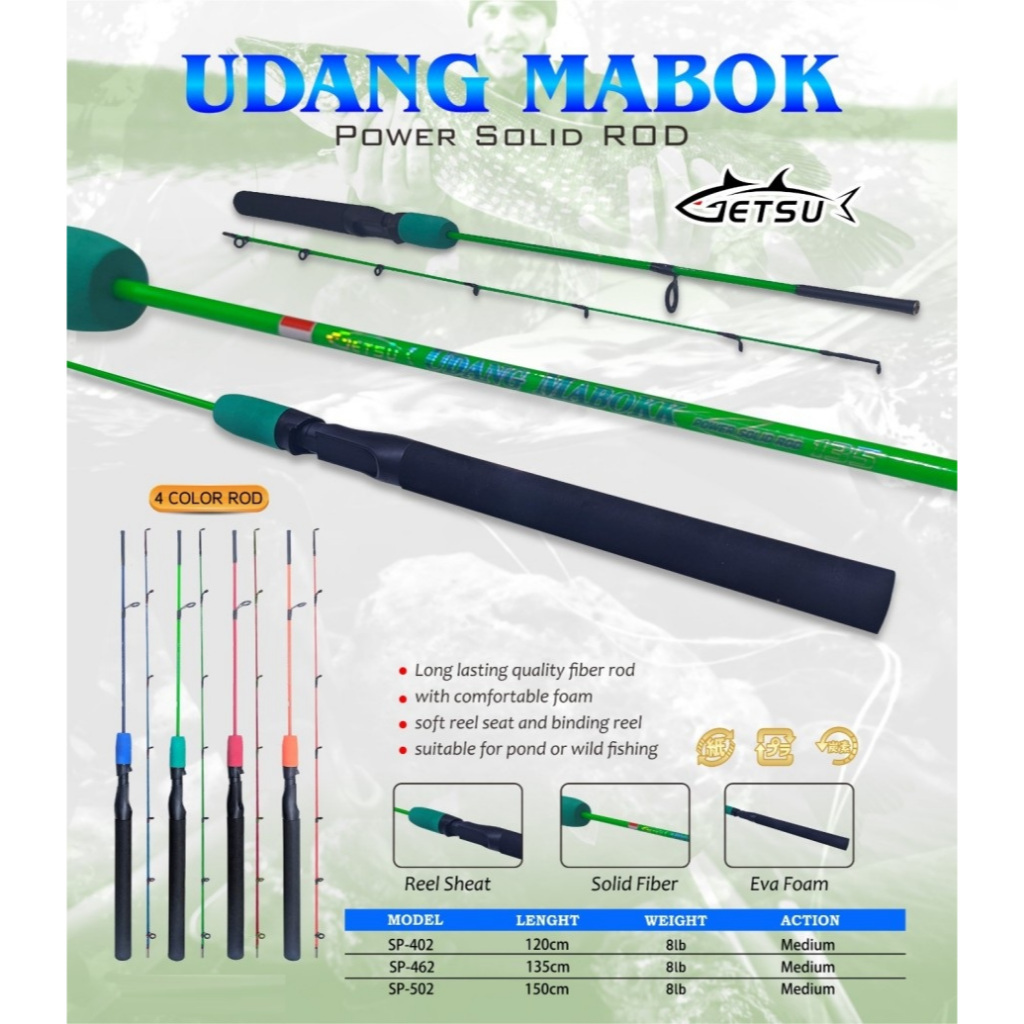 Joran Pancing Lentur | GETSU Udang Mabok Fiber Solid EVA Handle