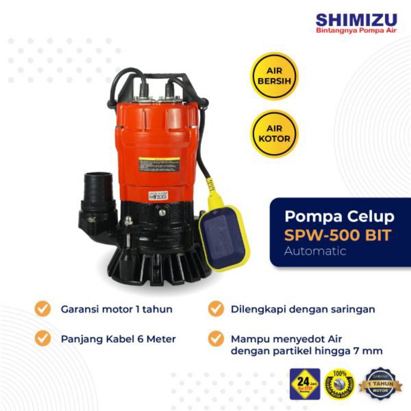 POMPA CELUP / SUBMERSIBLE SHIMIZU SPW - 500 BIT/ OTOMATIS