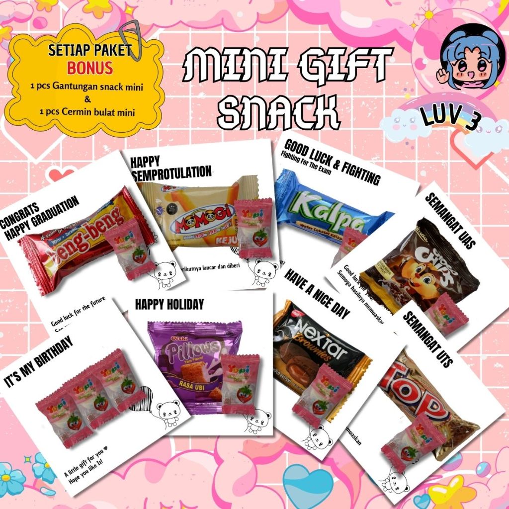 

[LUV.3] MINI GIFT SNACK Booster Hampers 10X10cm Bisa Custom Tulisan Termurah [Minimal Order 12 pcs]