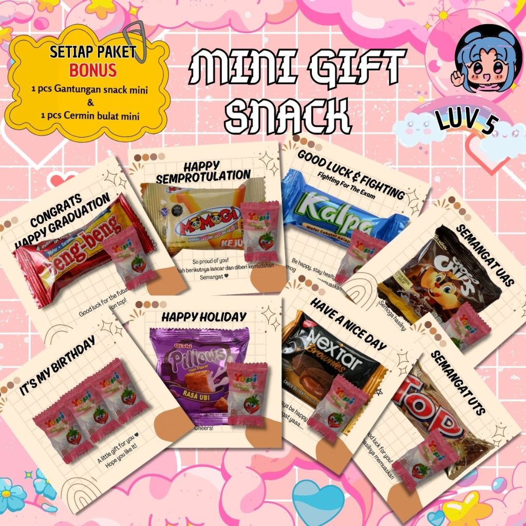 

[LUV.5] MINI GIFT SNACK Booster Hampers 10X10cm Bisa Custom Tulisan Termurah [Minimal Order 12 pcs]