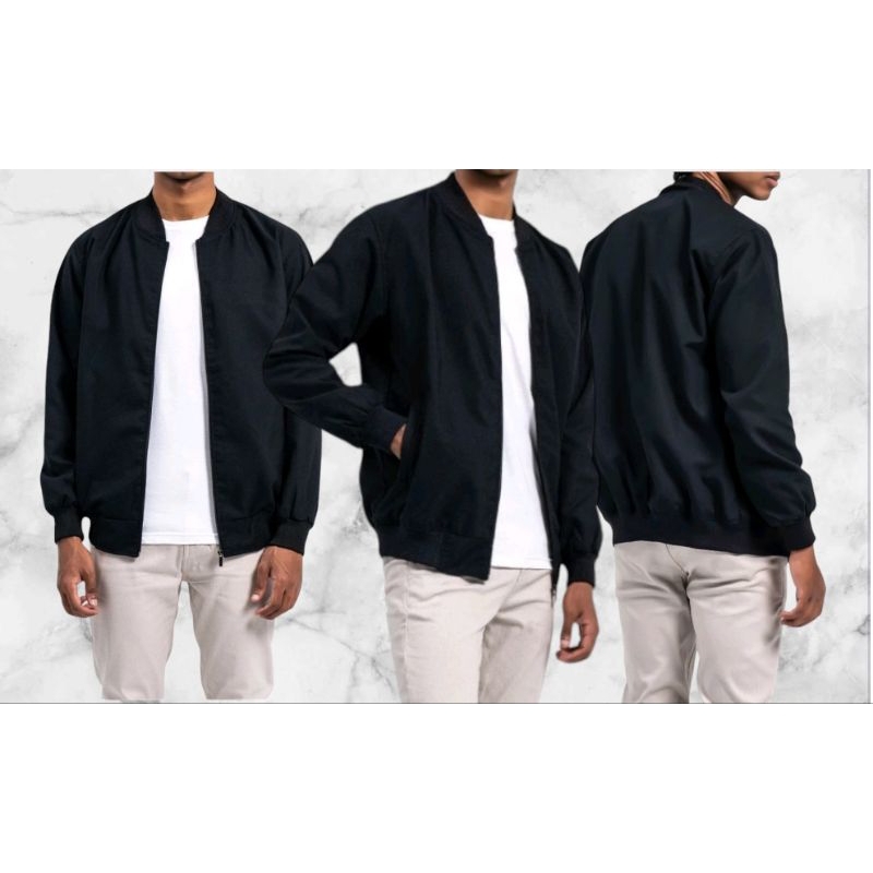 Jaket Pria Bomber Kanvas Hitam