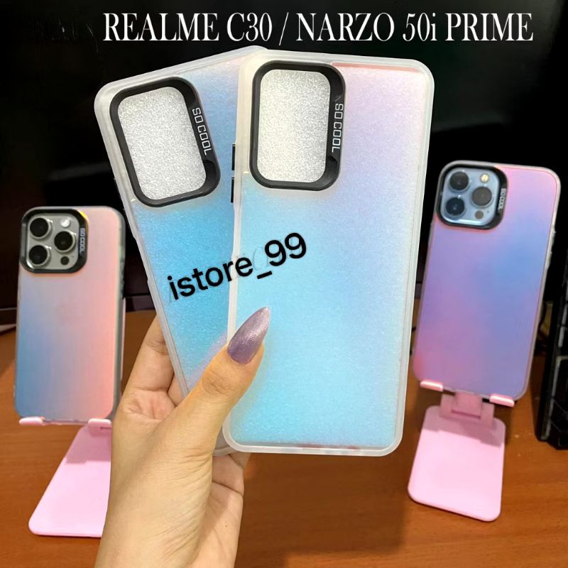 SLICON/CASE IMD SILVER AURORA REALME C30/C30S/NARZO 50I PREM CASE IMD HOLOGRAM SILVER AURORA