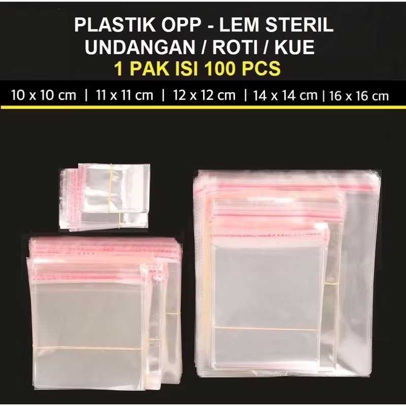 (100 lembar) Opp seal 10x10 11x11 12x12 13x13 14x14 15x15 16x16 18x18/Plastik Opp Kue/Plastik Opp Ro
