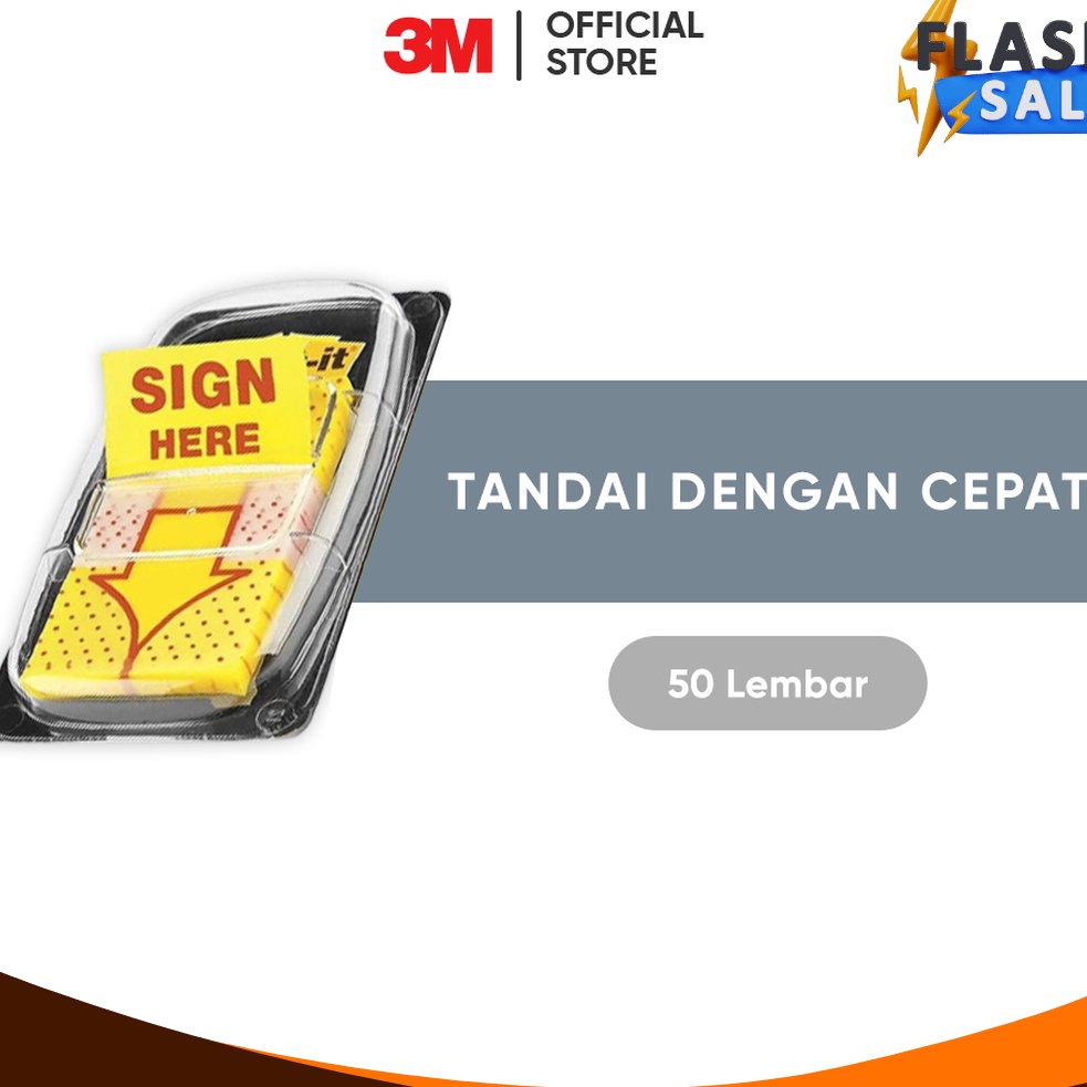 

MEGA 3M Postit Sign Here 689 Menempel kuat 5 lembar 1x17 inci Untuk menandai dengan mudah cepat