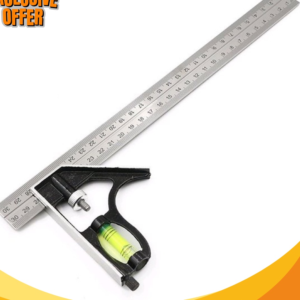 

DASYAT Penggaris siku waterpas Tukang Siku Mistar Multifungsi ada Waterpass UKURAN 3CM 12
