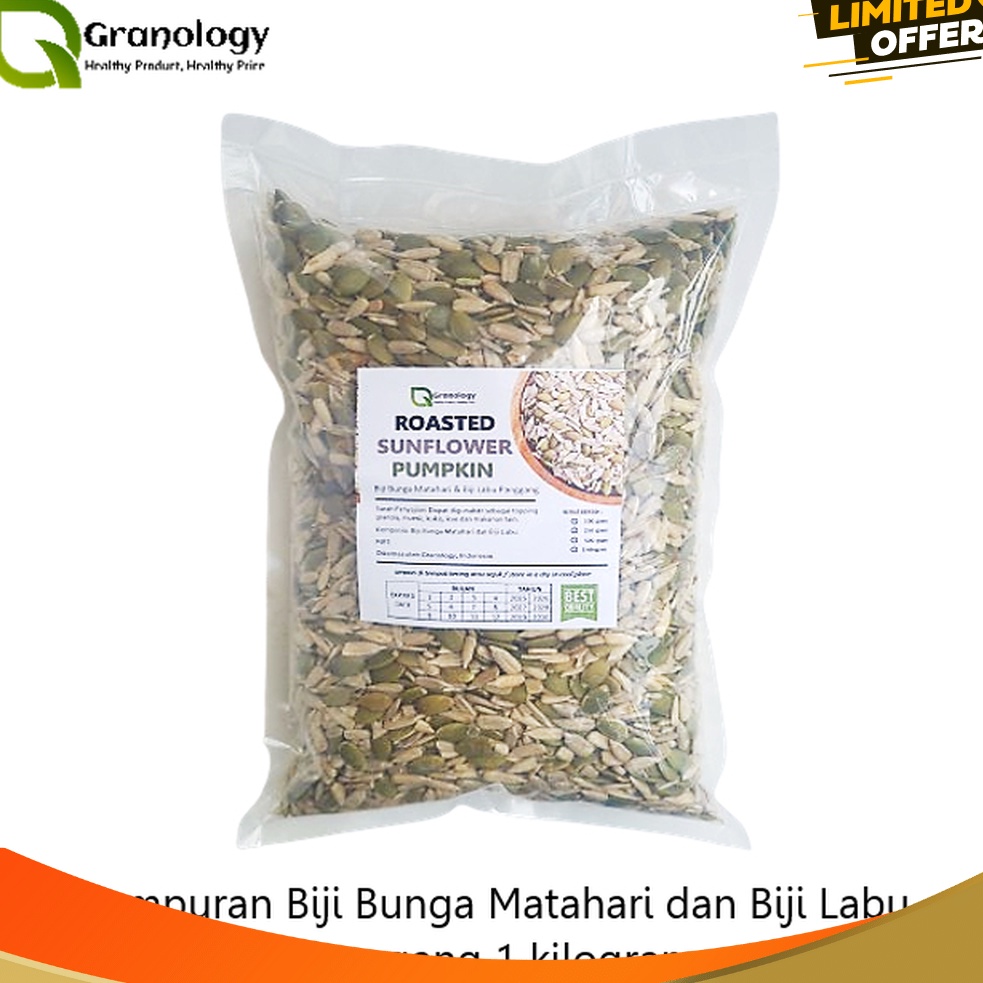 

SENSASIONAL Roasted Mix Sunflower Seed dan Pumpkin Seed 1 kilogram by Granology