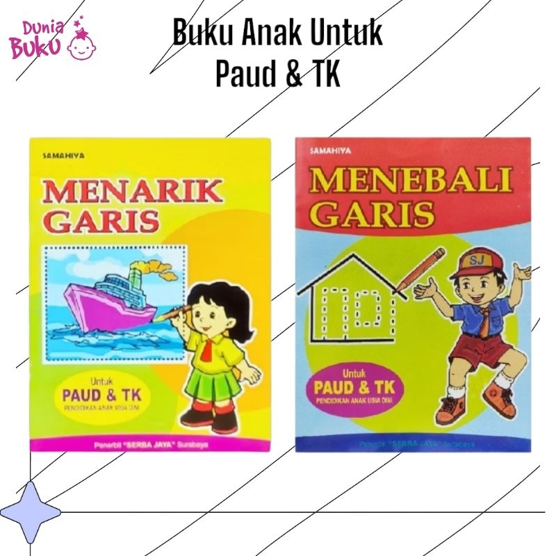 Buku Anak Paud TK - Menarik Garis - Menebali Garis