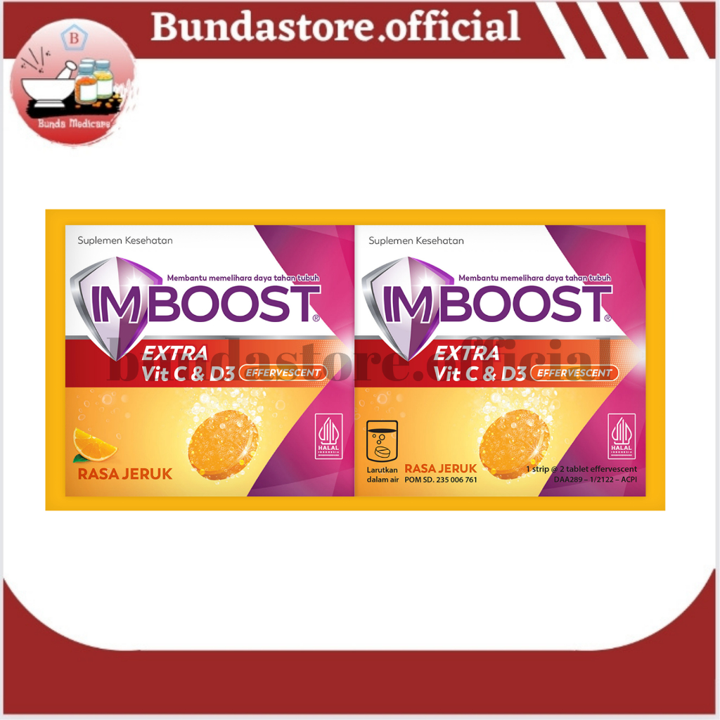 Imboost Effervescent Extra Vitamin C dan D Sachet 2's Vitamin Daya Tahan Tubuh