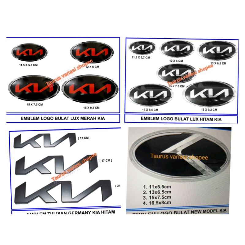 Emblem Stiker Plat Mobil Logo BULAT KIA Warna Hitam/Merah