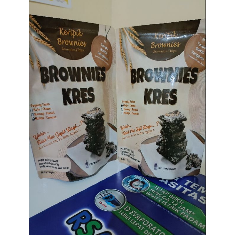 

Brownies Kres / Brownies Chips Varian Keju, Kacang dan Kelapa