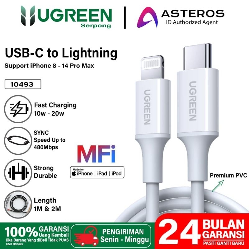UGREEN KABEL CHARGER IPHONE USB C TO LIGHTNING MFI