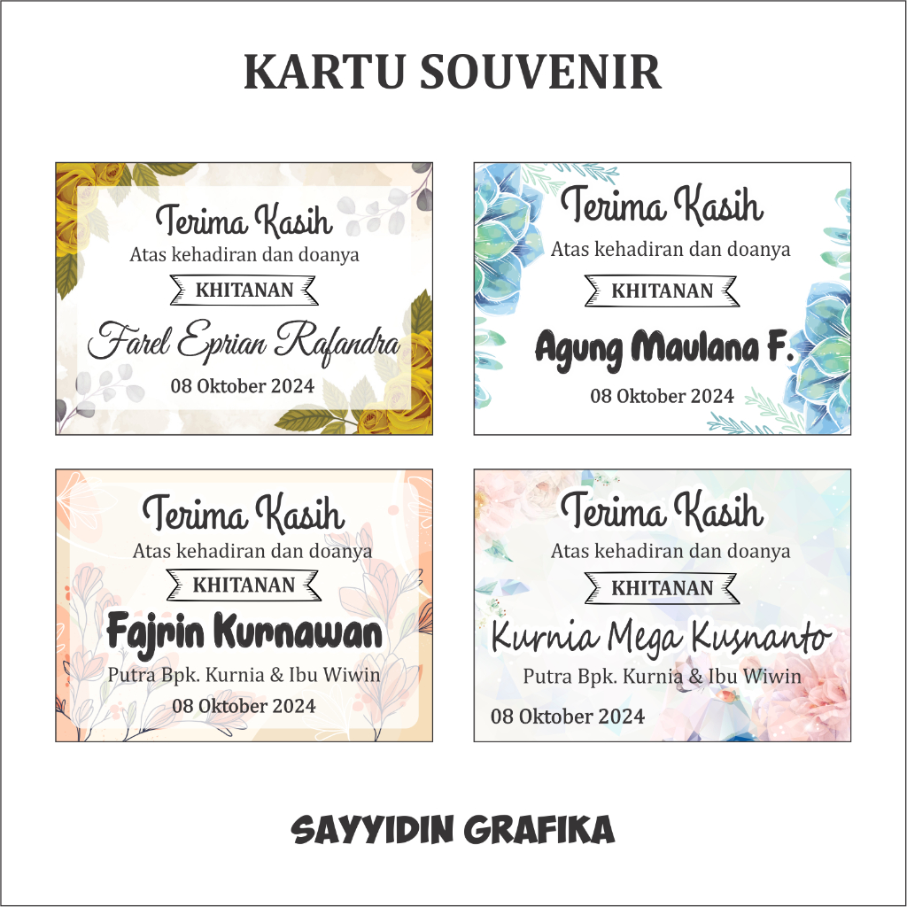 Kartu Ucapan Terima Kasih / Kartu Souvenir Khitan