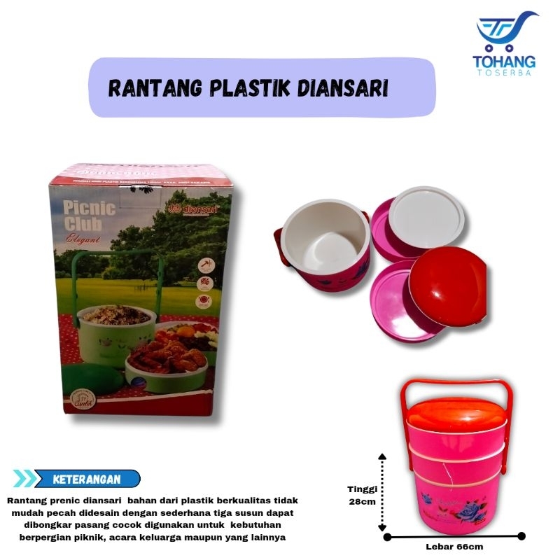Rantang piknik 3 susun plastik besar