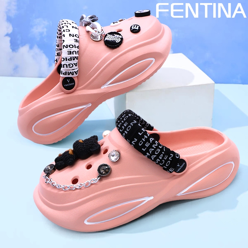 FENTINA Sandal Wanita Kekinian Sandal Baim Jelly Wanita Sepatu Sandal Kodok Wedges Wanita Anti-selip