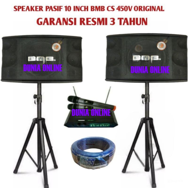 Speaker Pasif BMB CS450V 10 Inch Original BMB CS 450V Komplit Mic Wireless Shure Dan Stand speaker