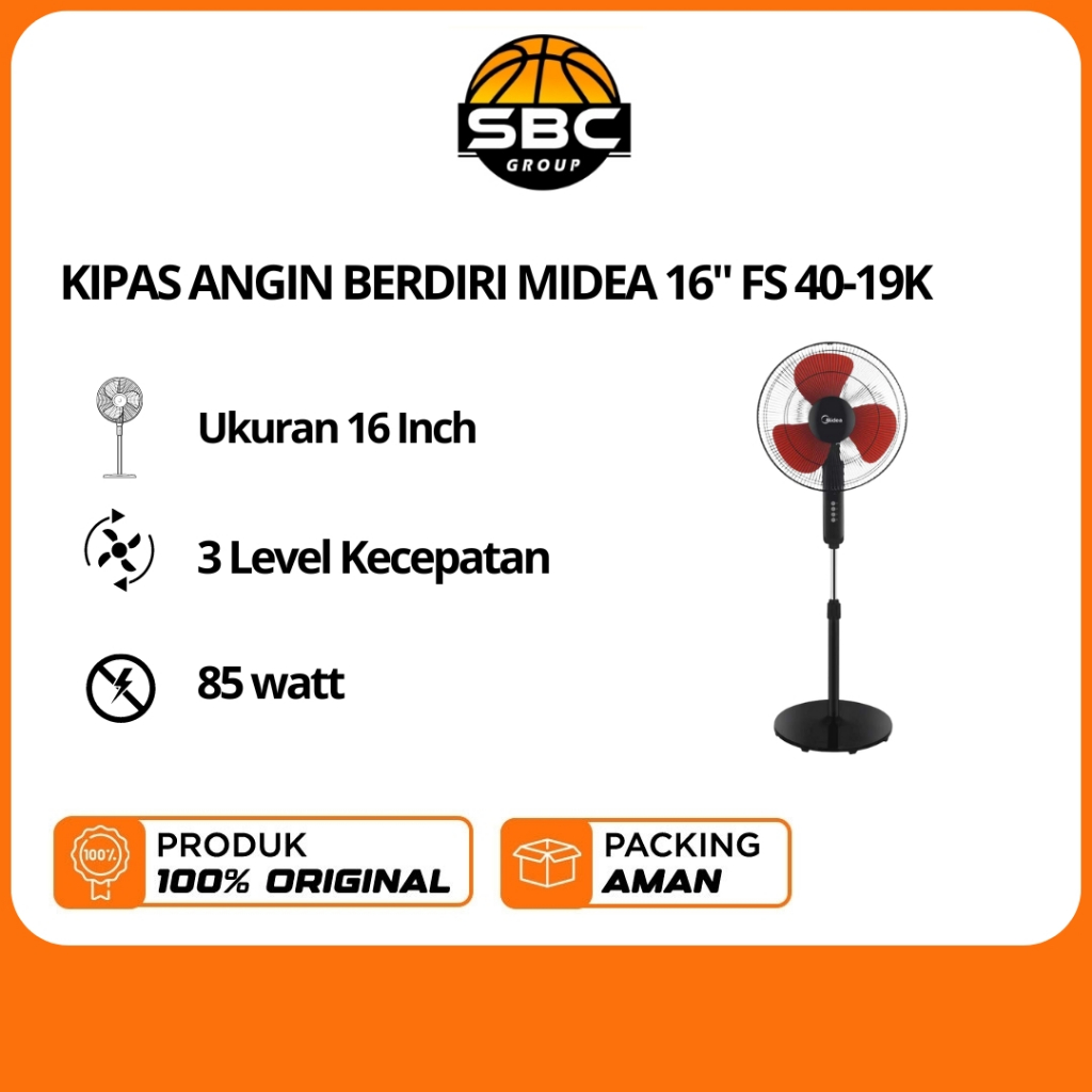 KIPAS ANGIN BERDIRI MIDEA 16" FS 40-19K