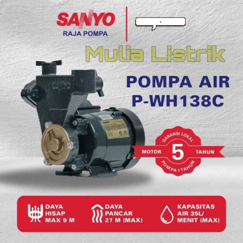 Mesin air sanyo pwh138c pompa sanyo pompa air