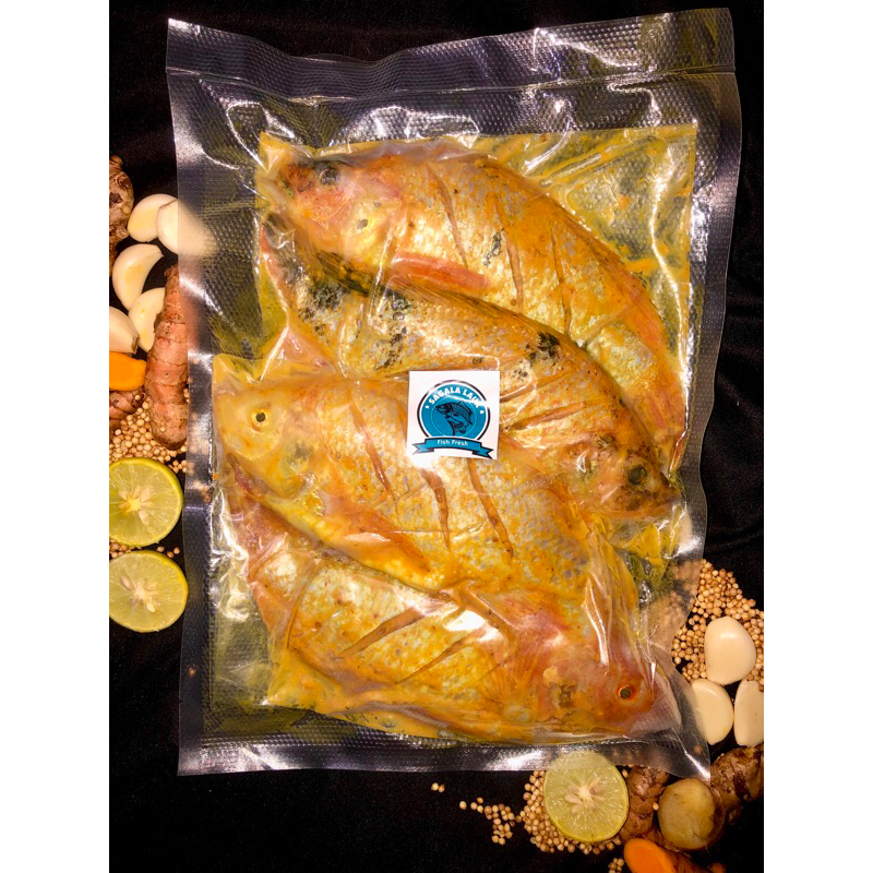 

Nila frozen / Ikan Nila Bangkok Merah bumbu marinasi kuning Berat 1 kg