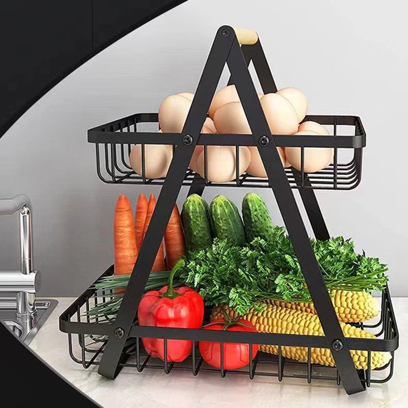 Keranjang Susun Tempat Buah |  Rak Keranjang Susun Besi |  Tempat Buah Buahan di Meja